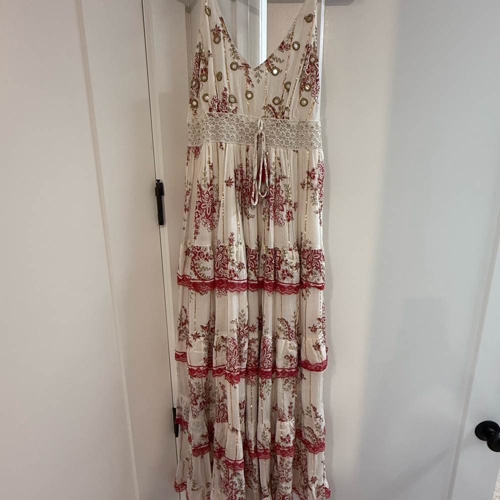 Ananta Floral Maxi Dress in Red and Cream